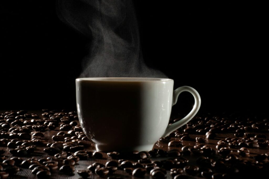 steaming hot coffiee