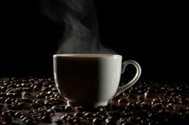 steaming hot coffiee