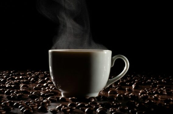 steaming hot coffiee